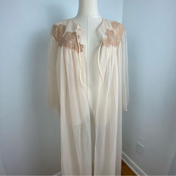 Vintage Deene Lingerie Sheer Kimono Maxi Duster Robe Fairy Whimsi Wicked Medium - Picture 13 of 15